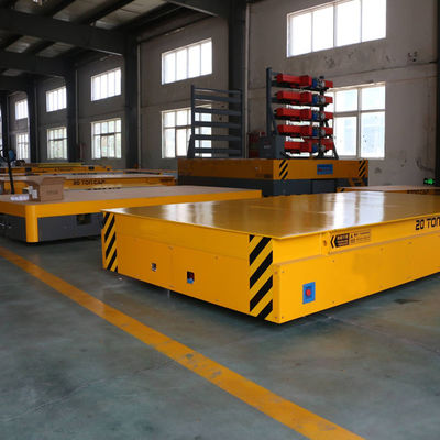 Yellow Electric Flat bed Motorized Transfer Trolley For Q235 Steel Heavy Duty Transfer Cart